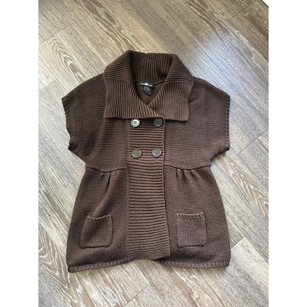 Vintage Brown Front Button Sweater Coquette Twee Feminine Boho Whimsy 90s - Picture 3 of 6